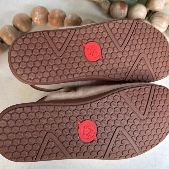 Born Kat Womens Size 7 Natural Shearling Leather Sling Back Mules Clogs Slippers - Picture 9 of 12